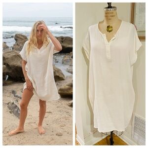 Go Gently Nation Gauze Cotton Dress Tunic Cover-Up Medium, Natural